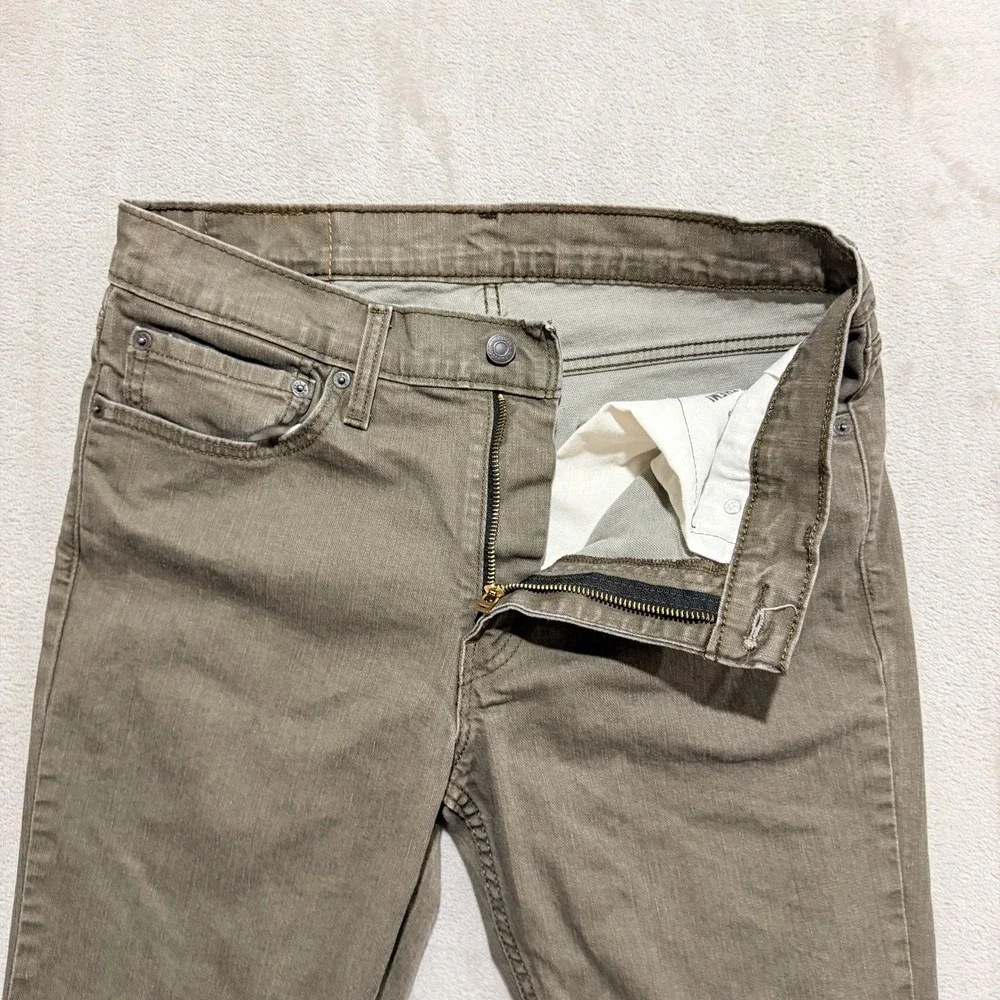 Levi 511 Jeans Mens 34x32 (Fit 33x30) Olive Green Brown Slim Preppy Stretch EUC
